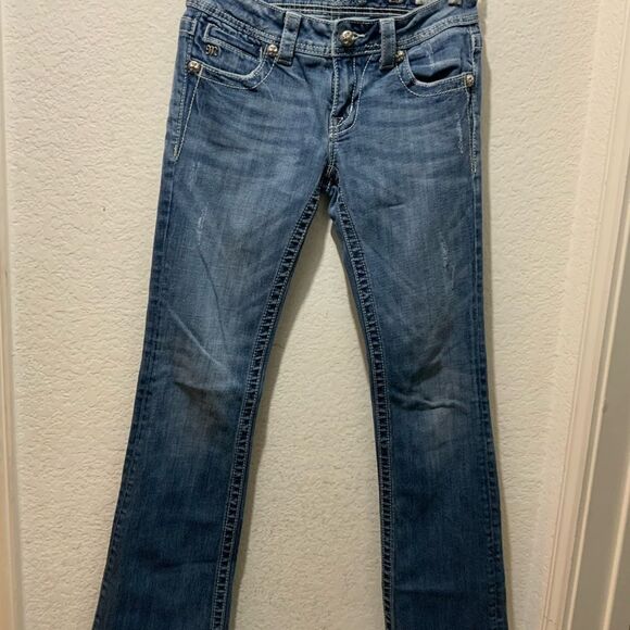 Miss Me Boot Cut Jeans Womens 27  Blue Sequin Embellished Y2K inseam 31 - Picture 2 of 9